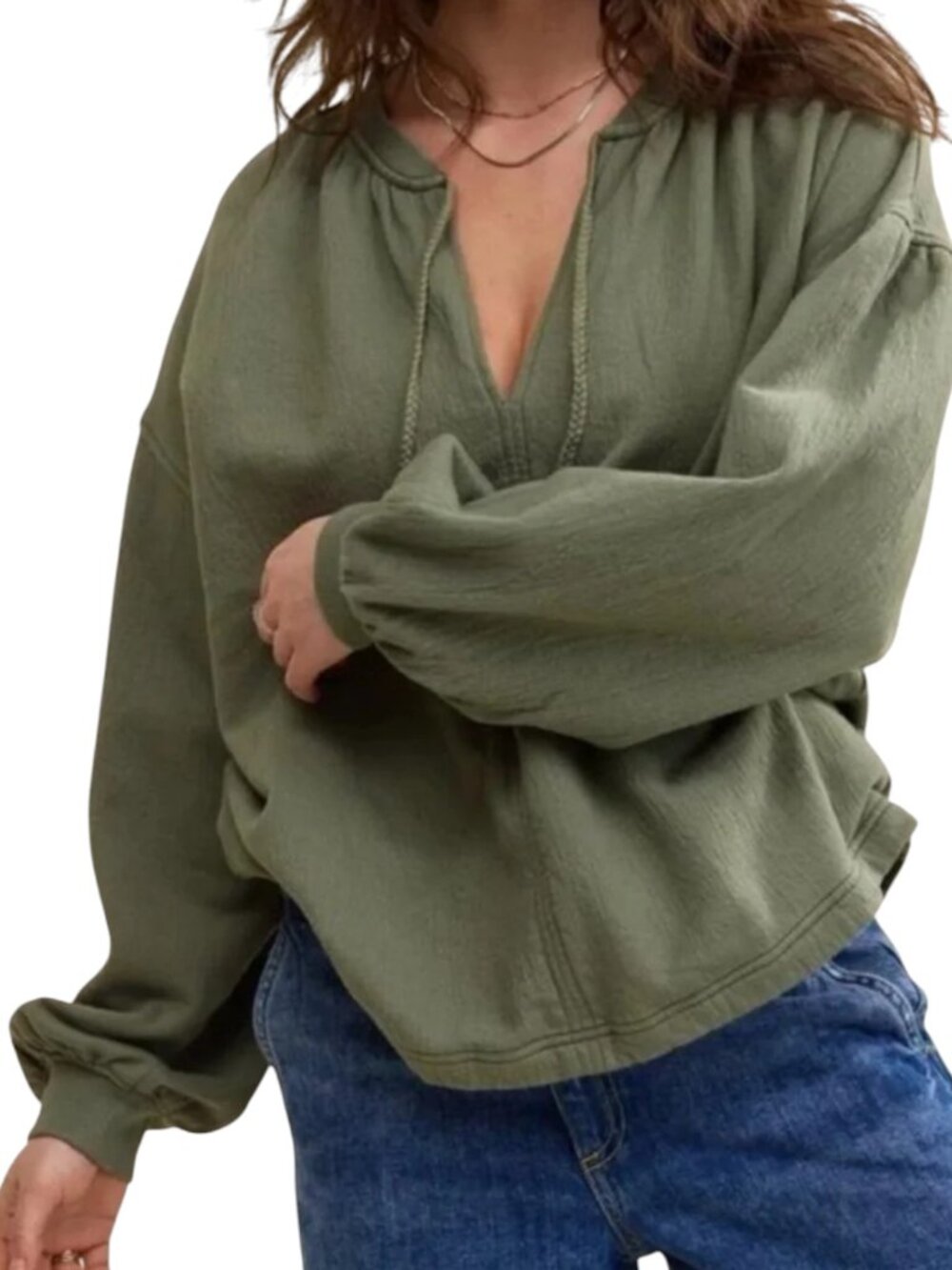 Aerie Easy Street Olive Oversized Sweatshirt | L - Picture 1 of 5